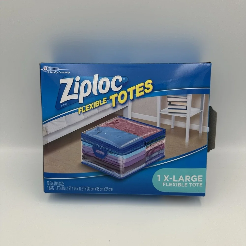 (1) Ziploc XL X-Large Flexible Totes Storage 10‎ Gallon Clear Plastic
